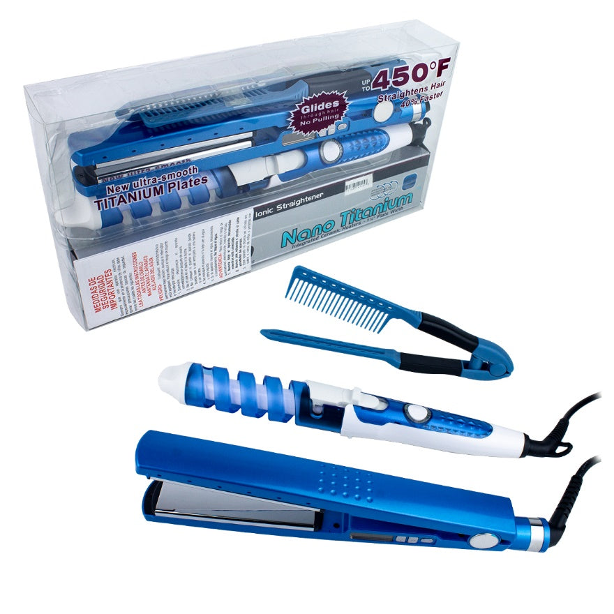 Combo Plancha + Rizador Nano Titanium